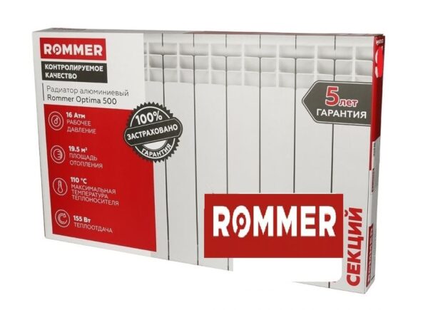 Радиатор алюминиевый ROMMER Optima 500/80 12 секций